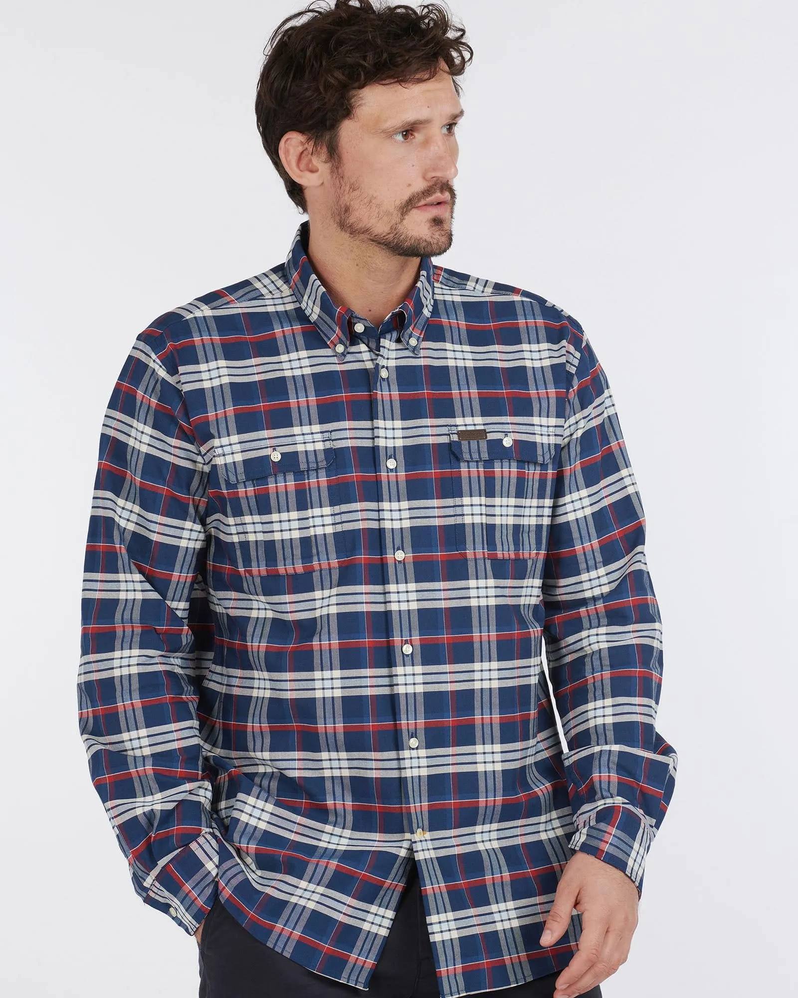 Barbour Barton Coolmax Performance Buttondown Collar Shirt in Navy