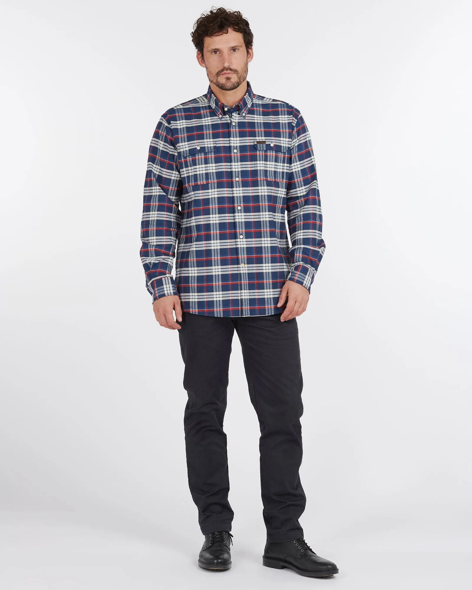 Barbour Barton Coolmax Performance Buttondown Collar Shirt in Navy