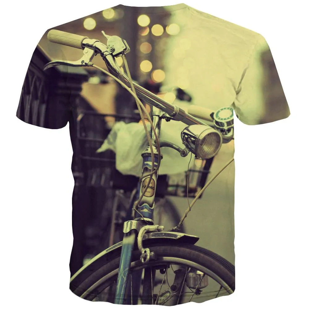 Bicycle T-shirt Men Metal T shirts Funny City Tshirts Cool Psychedelic T-shirts 3d