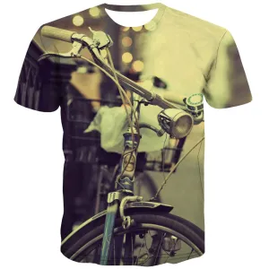 Bicycle T-shirt Men Metal T shirts Funny City Tshirts Cool Psychedelic T-shirts 3d