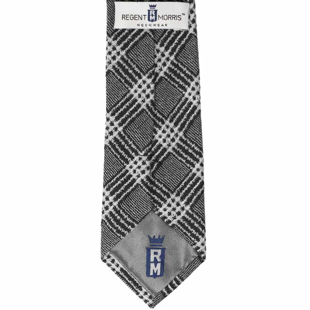 Black and Gray Admin Plaid Wool/Silk Necktie, 3" Width