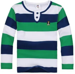 Boys White Striped Cotton T-Shirts