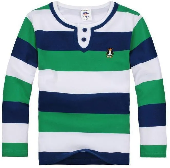 Boys White Striped Cotton T-Shirts