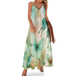 Butterflies Spaghetti Strap Ankle-Length Dress Long dress