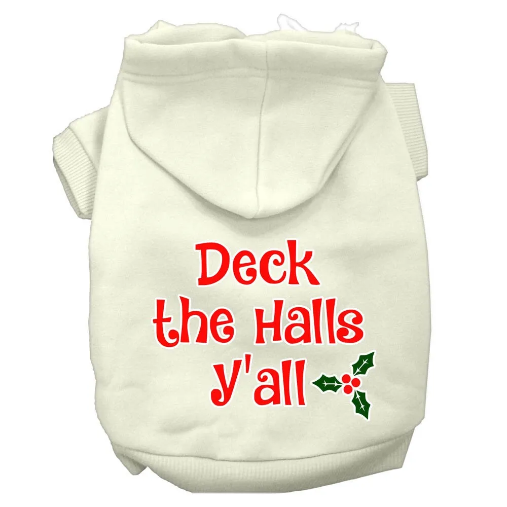 Christmas Pet Dog & Cat Hoodie Screen Printed, "Deck the Halls Y'all"