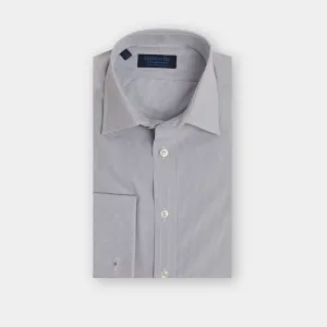 Contemporary Fit, Classic Collar, Double Cuff Shirt in a Grey & White Small Check Sea Island Quality Poplin Cotton