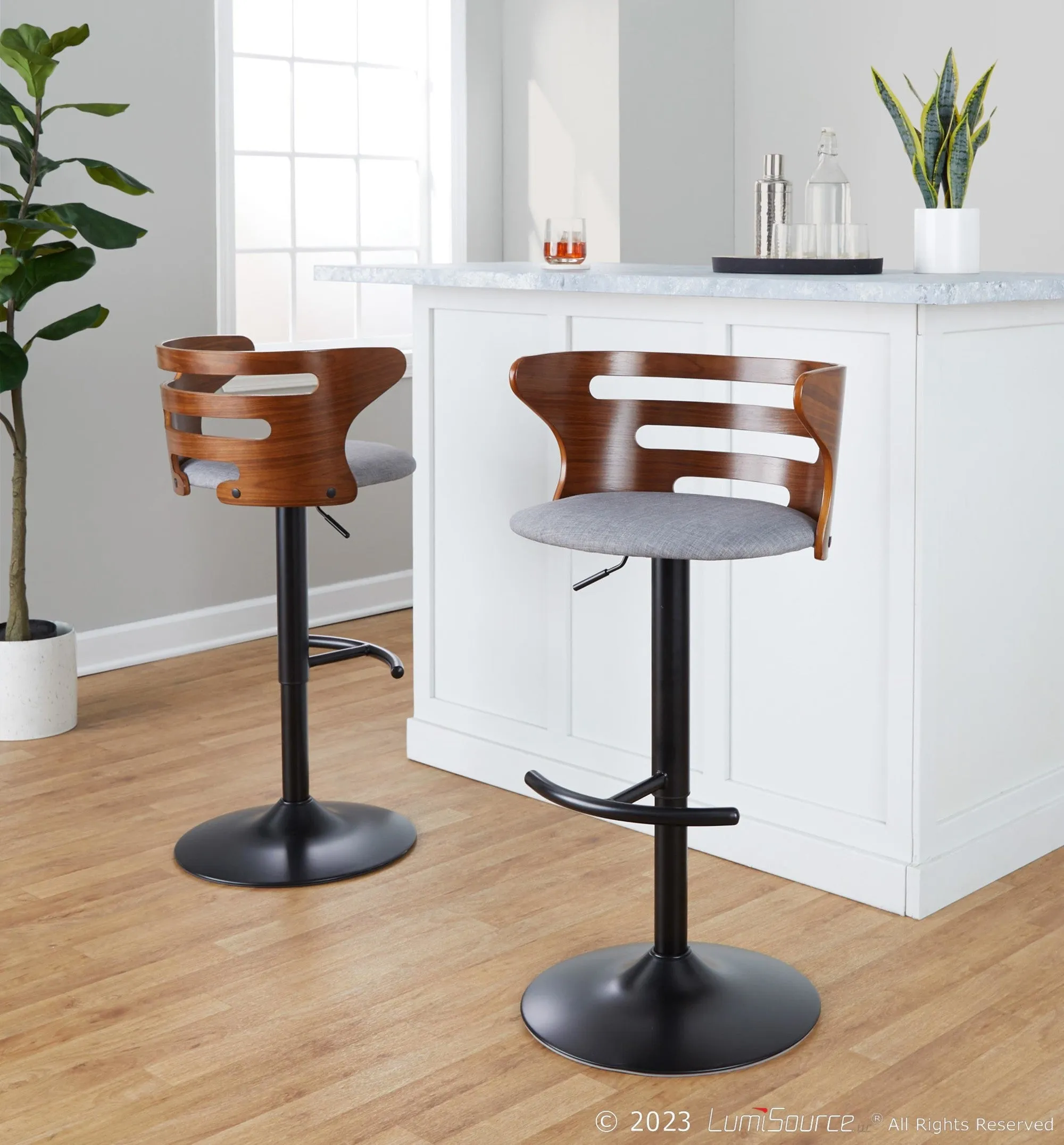 Cosi Adjustable Barstool - Set of 2 By LumiSource - BS-COSIFB-RT2 BKWLCHAR2