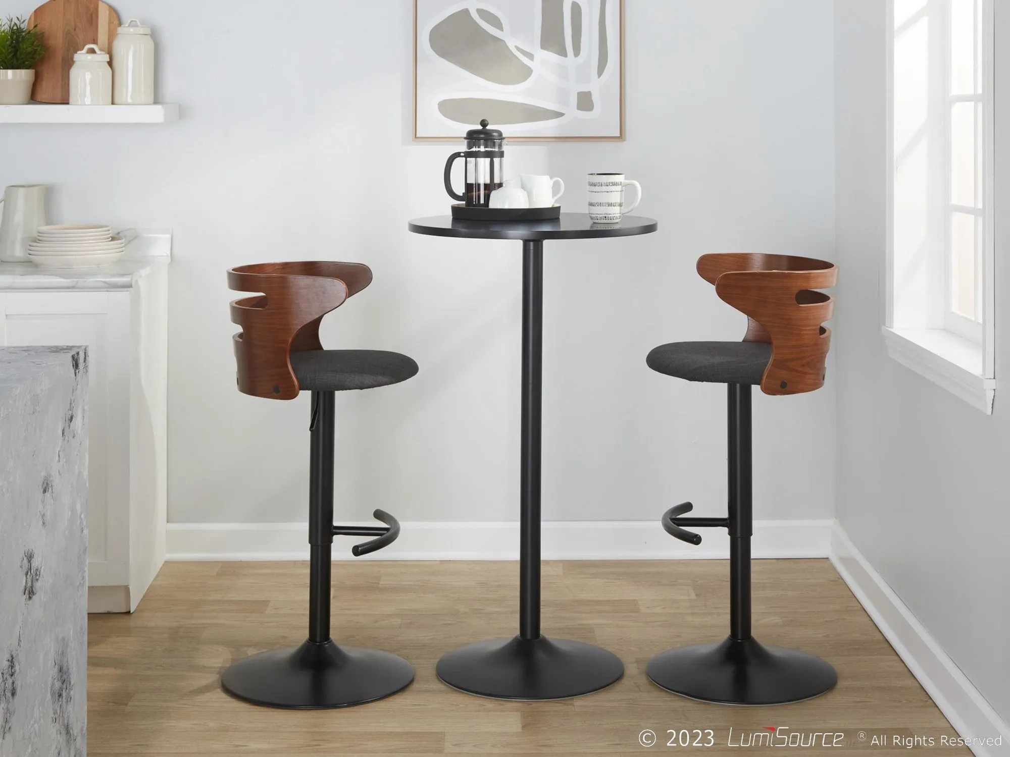 Cosi Adjustable Barstool - Set of 2 By LumiSource - BS-COSIFB-RT2 BKWLCHAR2