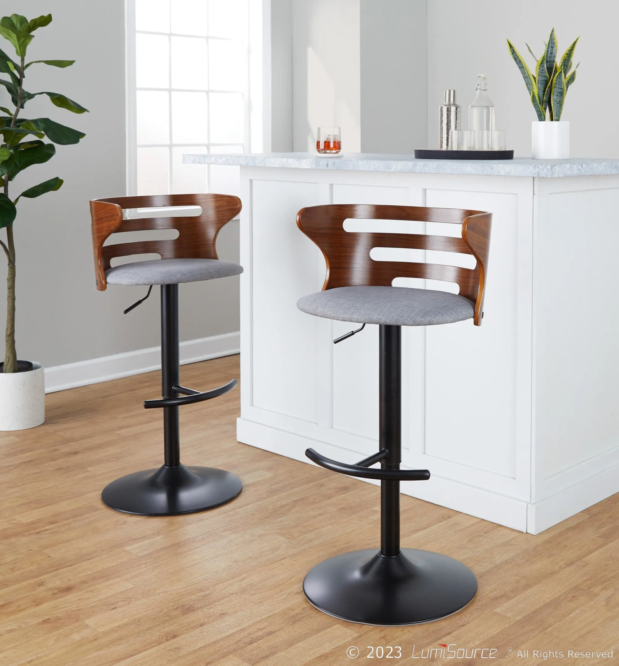 Cosi Adjustable Barstool - Set of 2 By LumiSource - BS-COSIFB-RT2 BKWLCHAR2