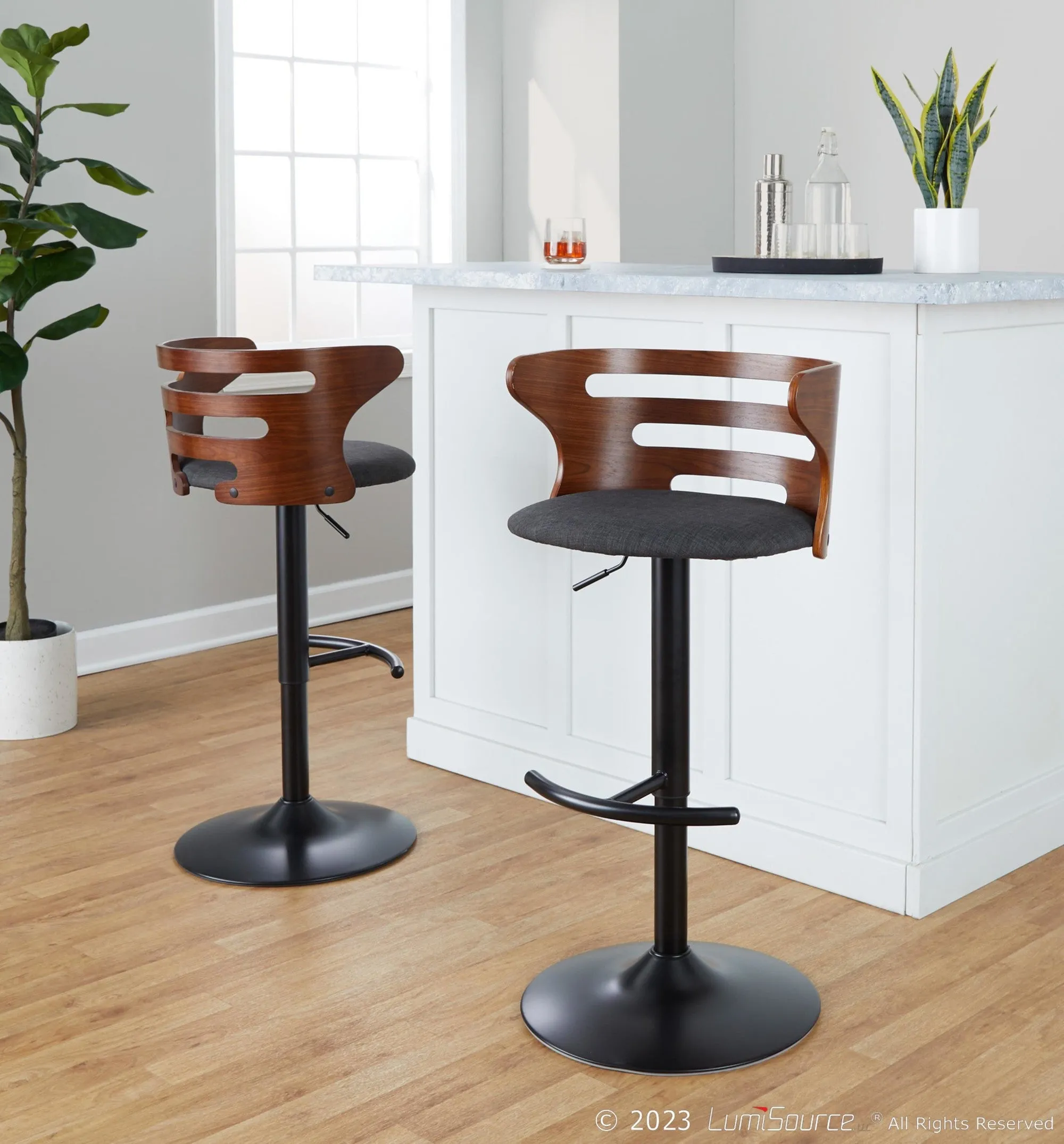 Cosi Adjustable Barstool - Set of 2 By LumiSource - BS-COSIFB-RT2 BKWLCHAR2