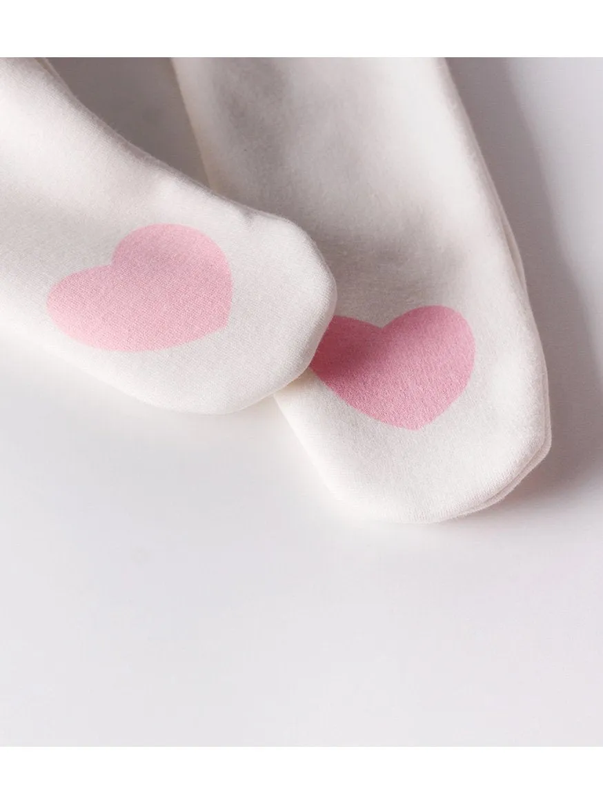 Cute Baby Girl Love Heart Fleece-lined Panty-hose