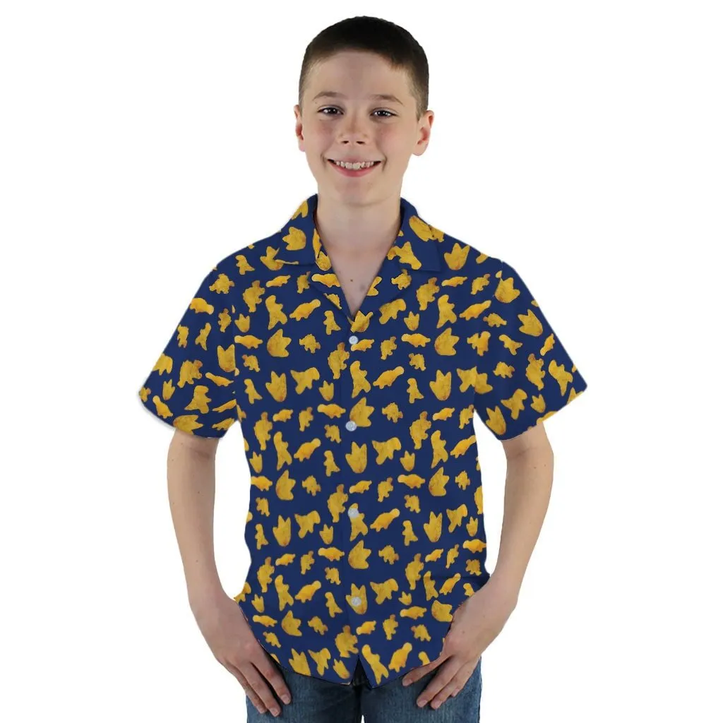 Dinosaur Chicken Nuggets Blue Youth Hawaiian Shirt