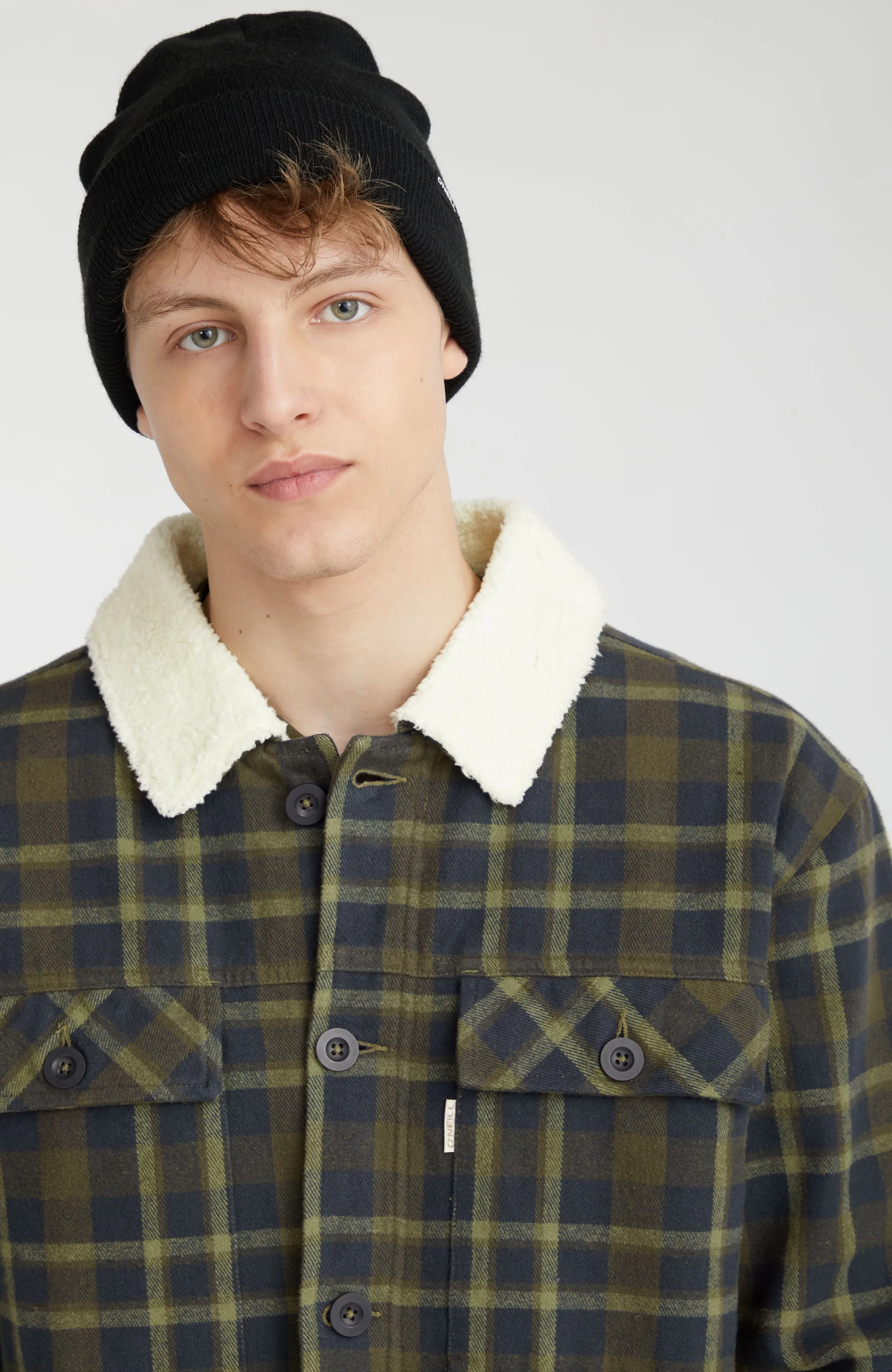 Fleece-Lined Jacket | Blue Shirt Check