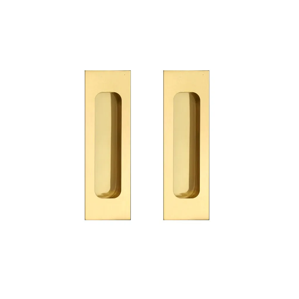 Four Pairs of Chester 120mm Sliding Door Oblong Flush Pulls - Polished Gold Finish