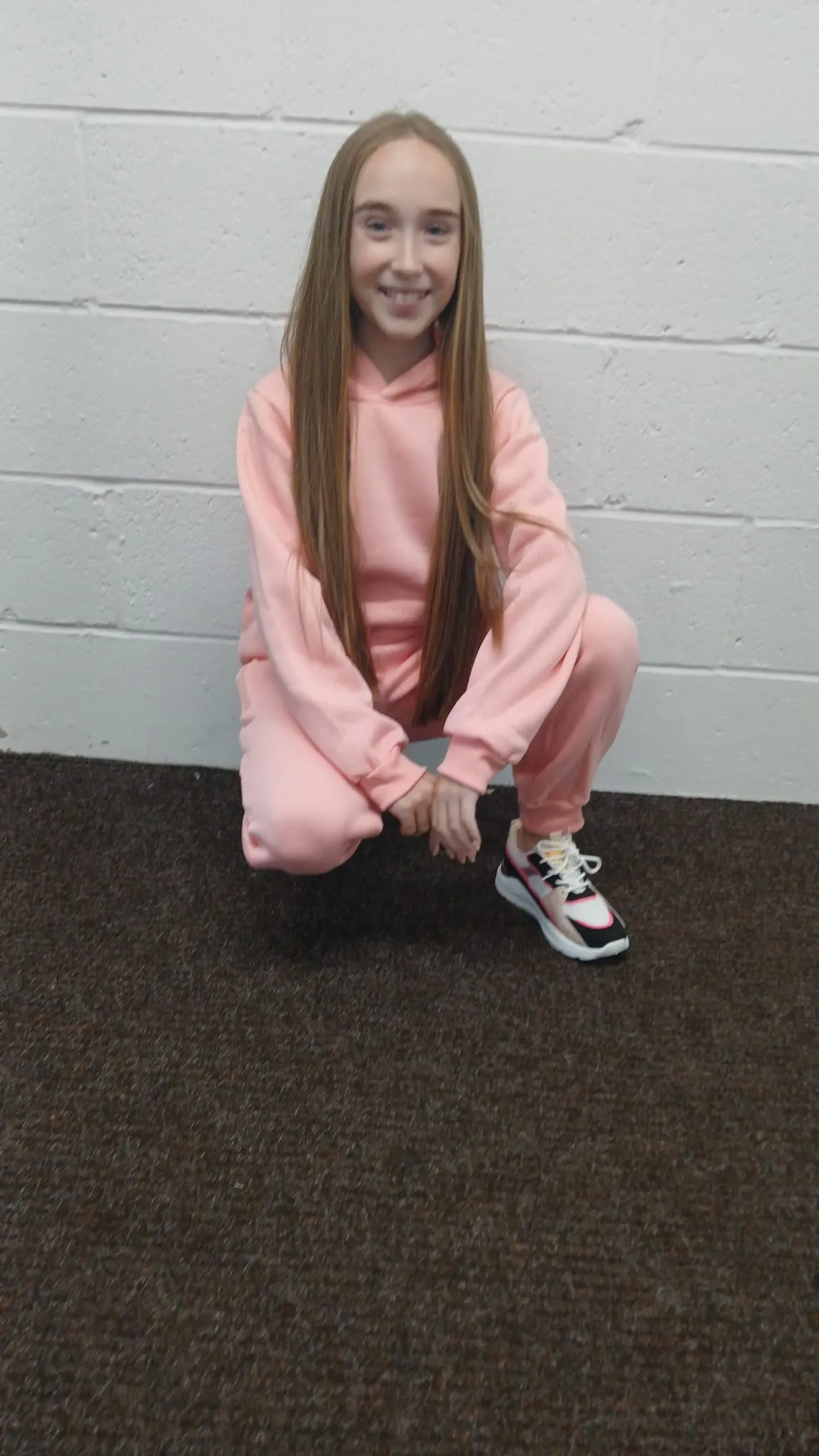 Girls Salmon Pink 2PC Hoodie Tracksuit