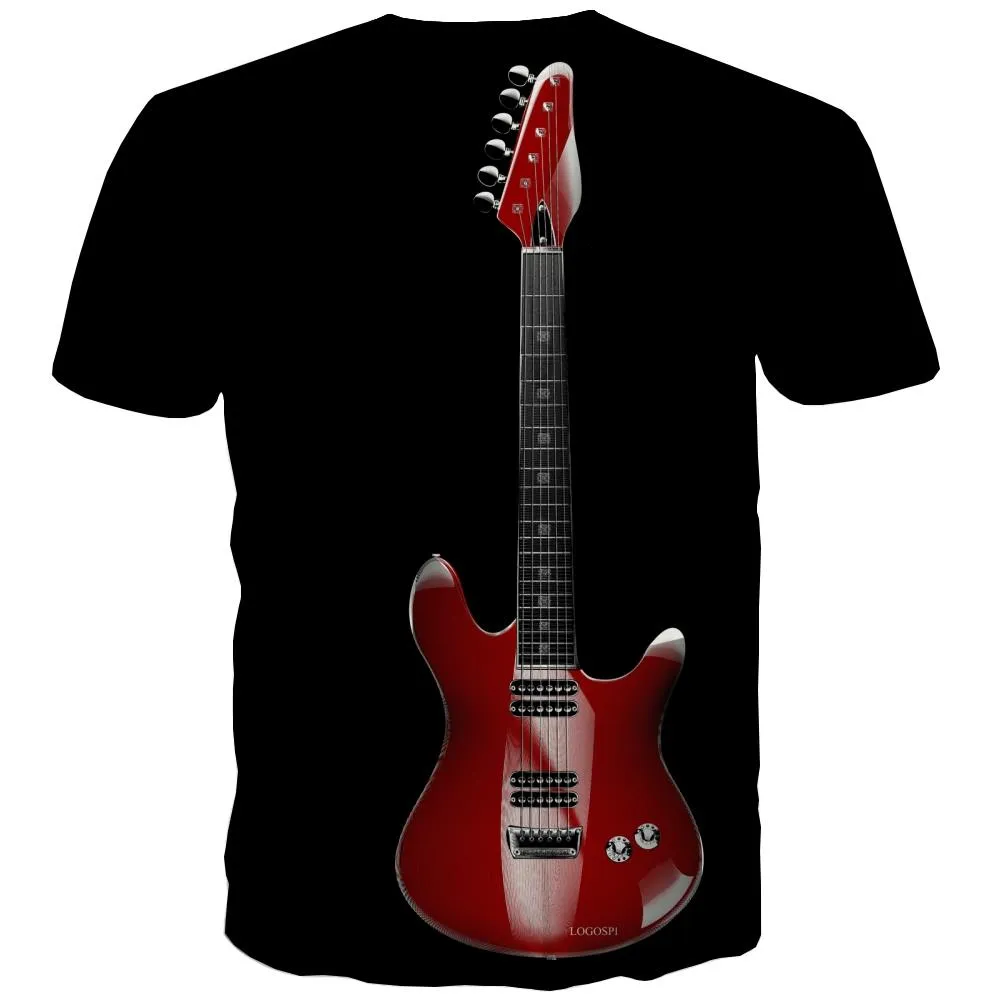 Guitar T-shirt Men Music T-shirts 3d Wooden T shirts Funny Metal Tshirt Anime