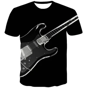 Guitar T shirts Men Music Tshirt Anime Wooden Tshirt Printed Metal T-shirts 3d