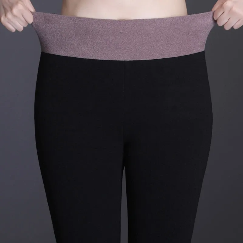 High Waist 12%Spandex Warm Pants Winter Skinny Thick Velvet Fleece Girl Leggings Women Trousers Pants