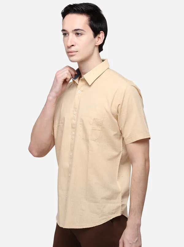 Khaki Classic Fit Solid Casual Shirt | Greenfibre