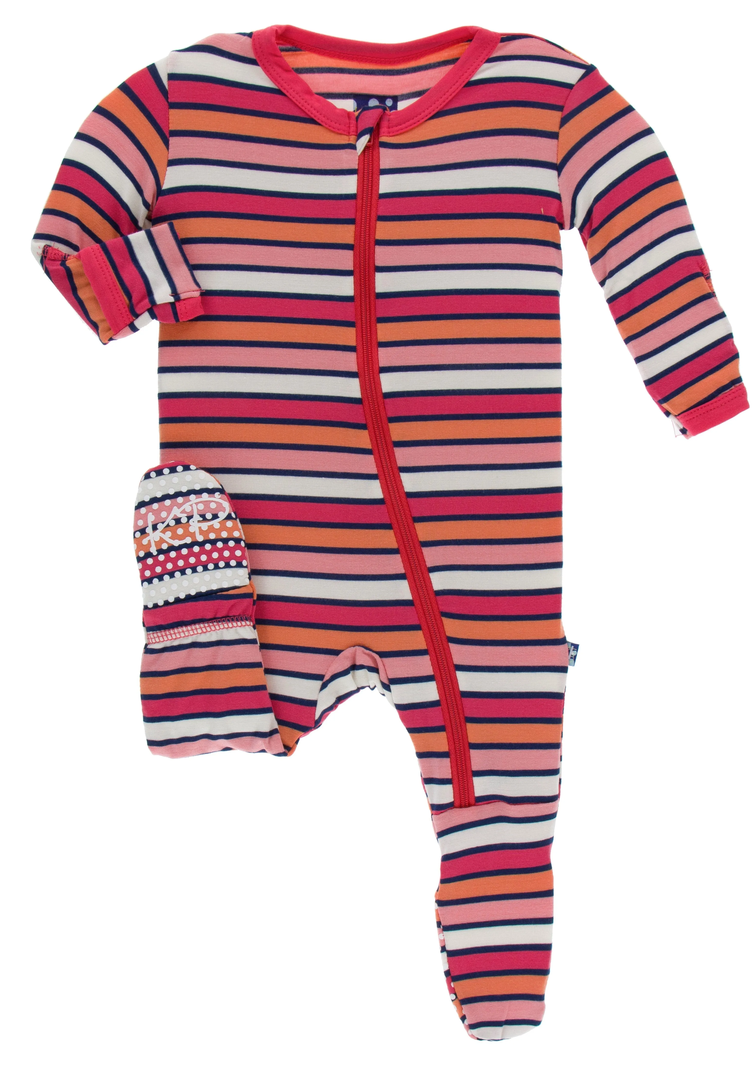 KicKee Pants Botany Red Ginger Stripe Footie with Zipper