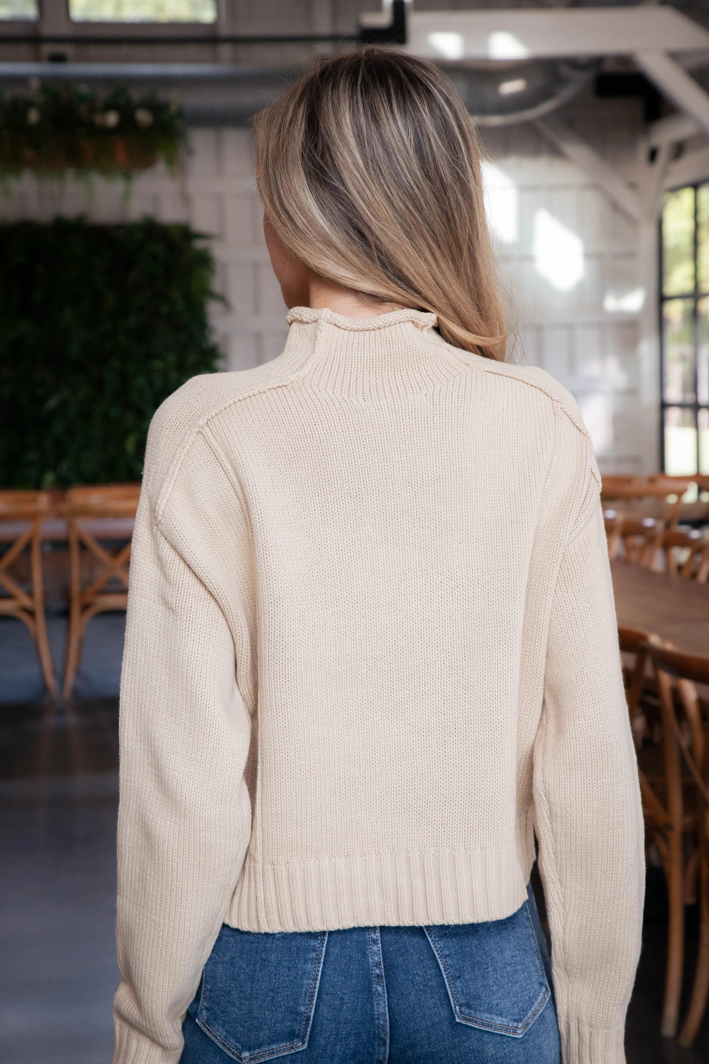 Lanie Reverse Seam Sweater, Taupe