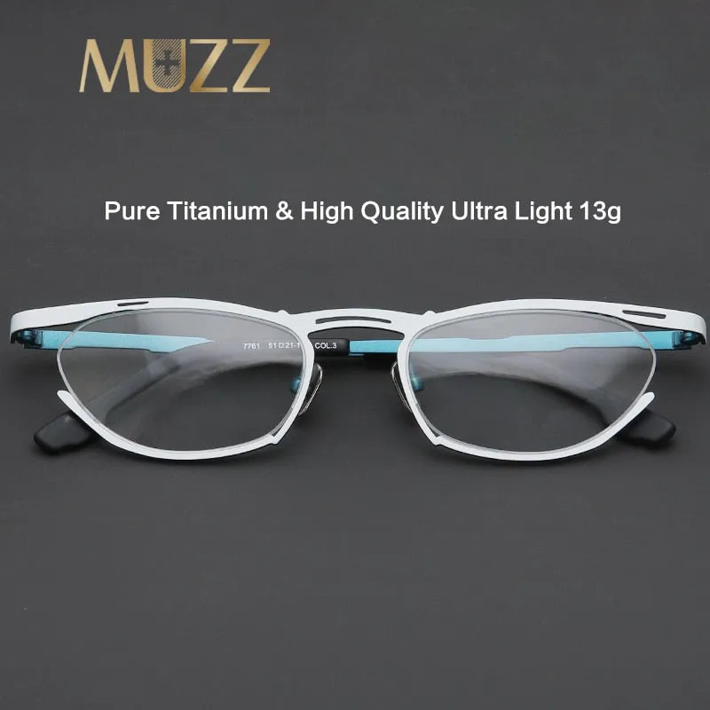 Muzz Women's Semi Rim Oval Cat Eye Titanium Eyeglasses 7761