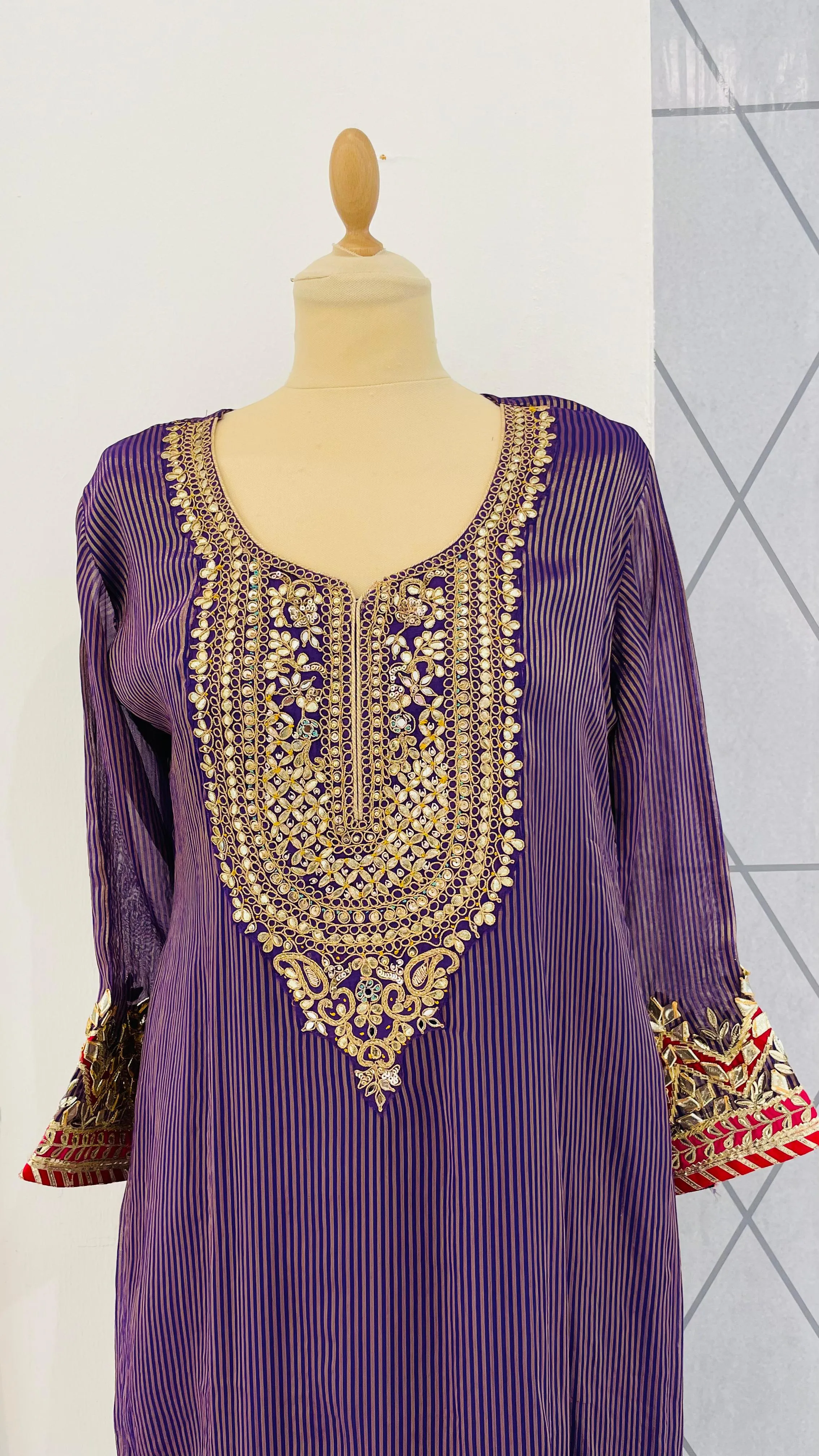 Navya Gota Patti Purple and Red Sharara Set (Ready to Wear)