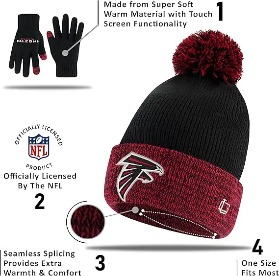 NFL Official Youth Super Soft Two Tone Winter Beanie Knit Hat with Extra Warm Touch Screen Gloves|New York Jets