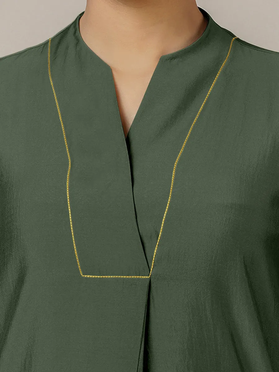 Paakhi x Rozaana | A Line Kurta in Pine Green with Thread Work | Coords or Only Kurta