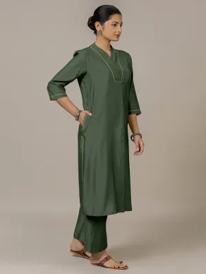 Paakhi x Rozaana | A Line Kurta in Pine Green with Thread Work | Coords or Only Kurta