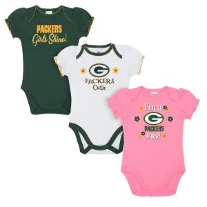 Packers Girls Shine 3 Pack Short Sleeved Onesies