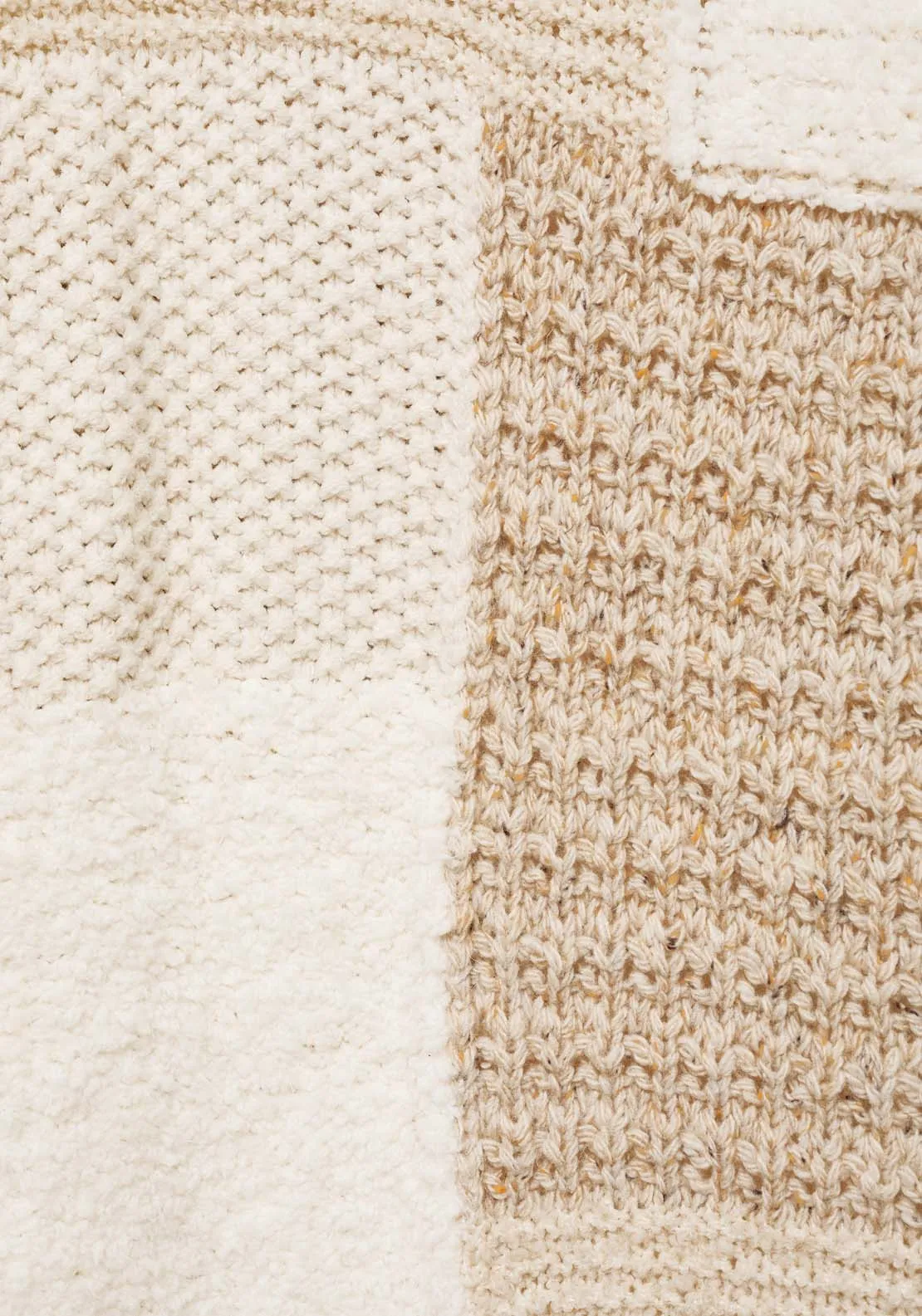 Perkins-neck patchwork sweater - Light Beige