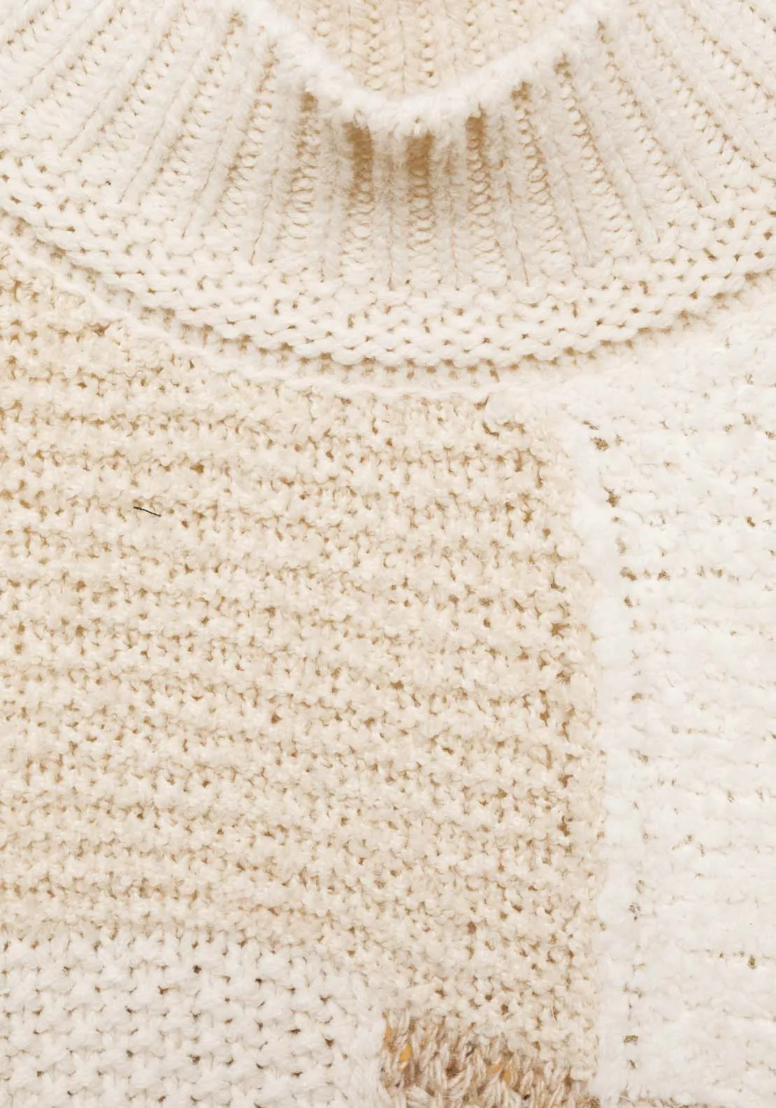 Perkins-neck patchwork sweater - Light Beige