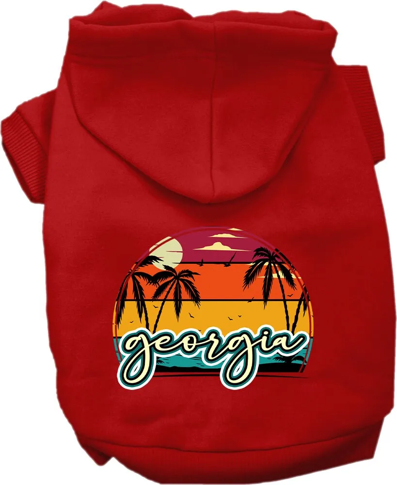 Pet Dog & Cat Screen Printed Hoodie for Medium to Large Pets (Sizes 2XL-6XL), "Georgia Retro Beach Sunset"