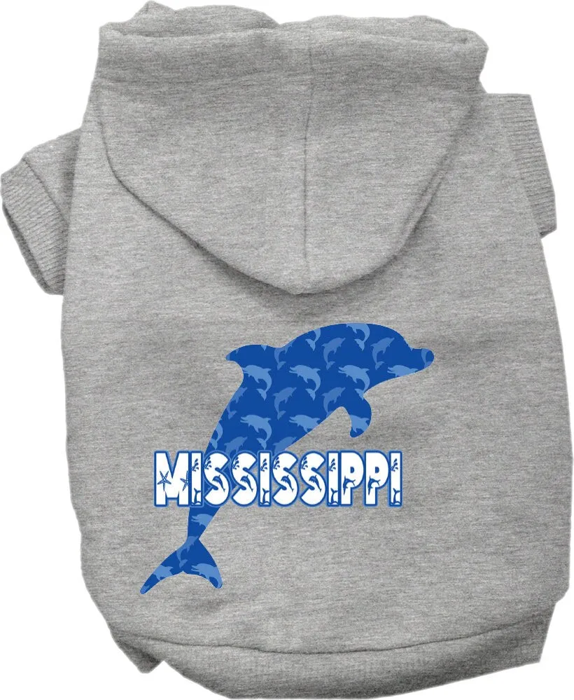 Pet Dog & Cat Screen Printed Hoodie for Medium to Large Pets (Sizes 2XL-6XL), "Mississippi Blue Dolphins"