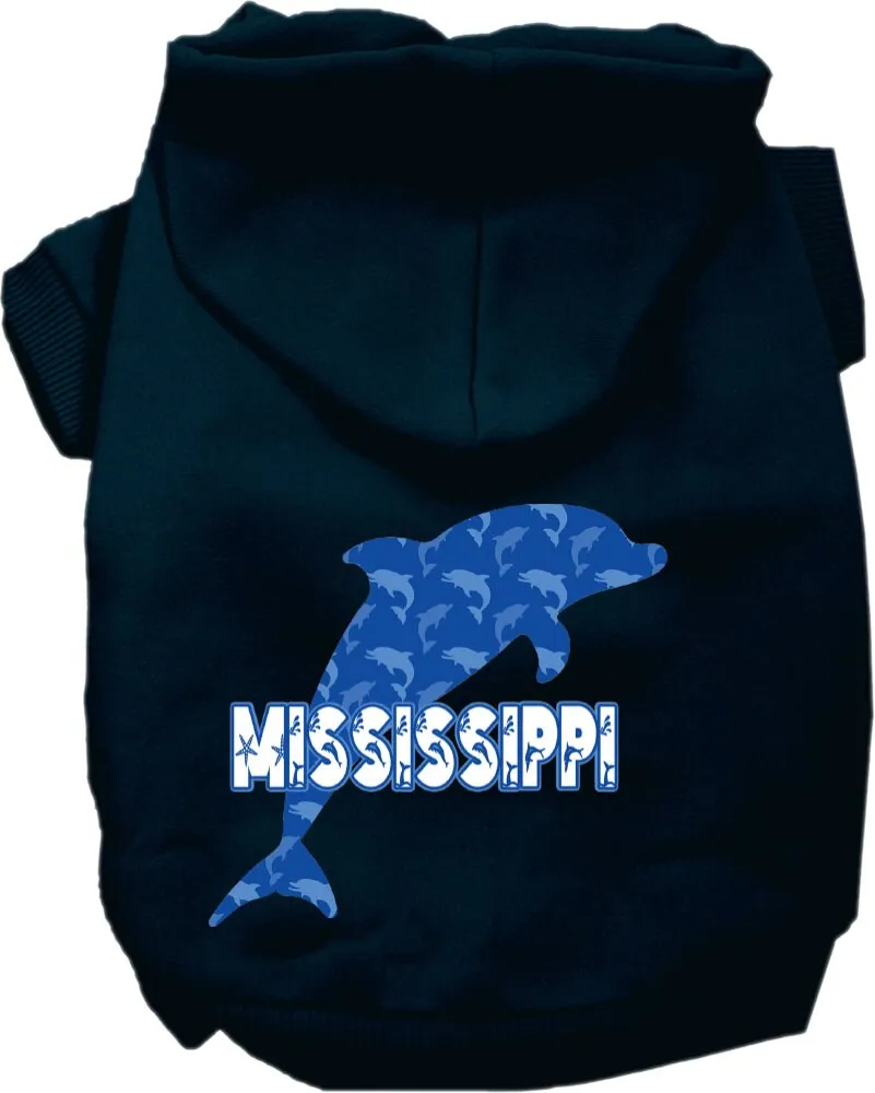 Pet Dog & Cat Screen Printed Hoodie for Medium to Large Pets (Sizes 2XL-6XL), "Mississippi Blue Dolphins"