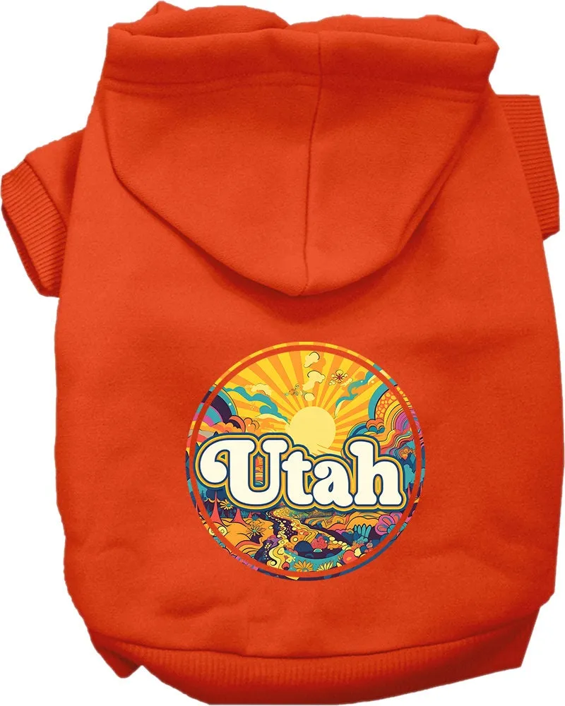 Pet Dog & Cat Screen Printed Hoodie for Medium to Large Pets (Sizes 2XL-6XL), "Utah Trippy Peaks"