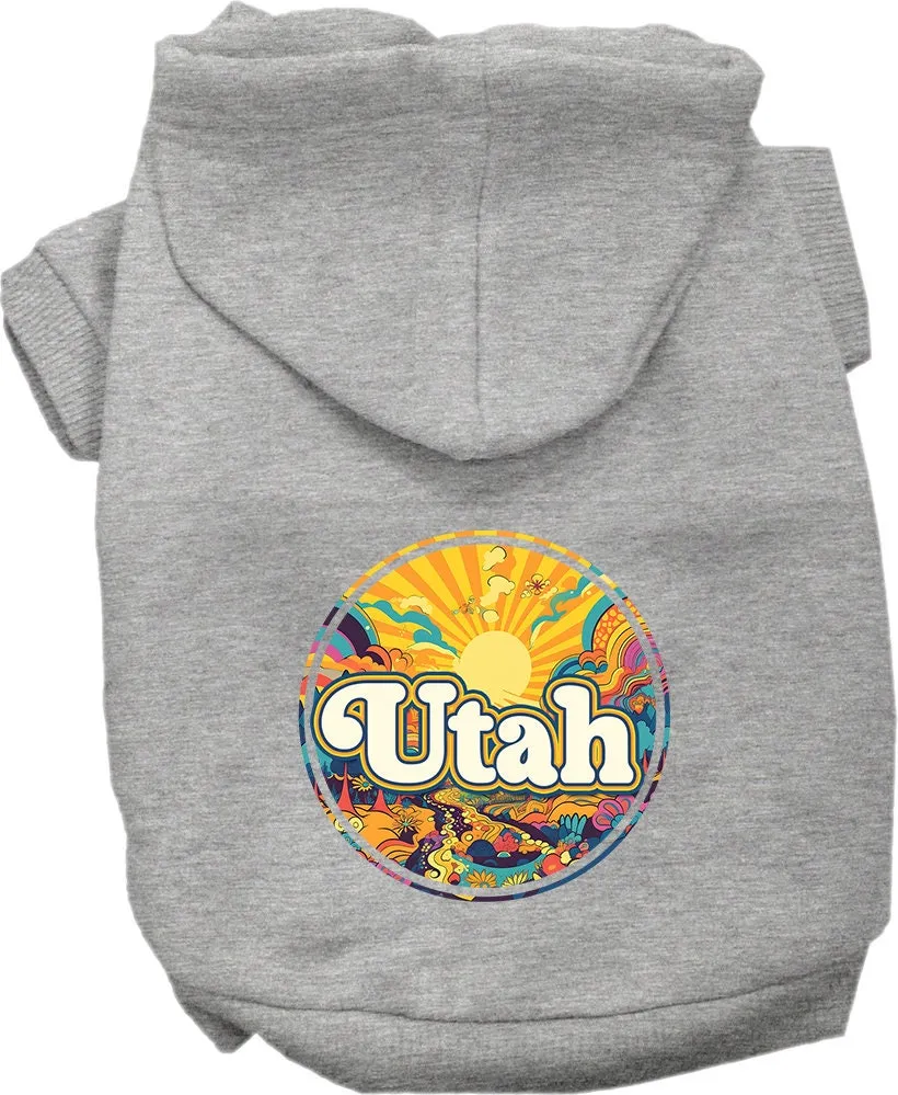 Pet Dog & Cat Screen Printed Hoodie for Medium to Large Pets (Sizes 2XL-6XL), "Utah Trippy Peaks"