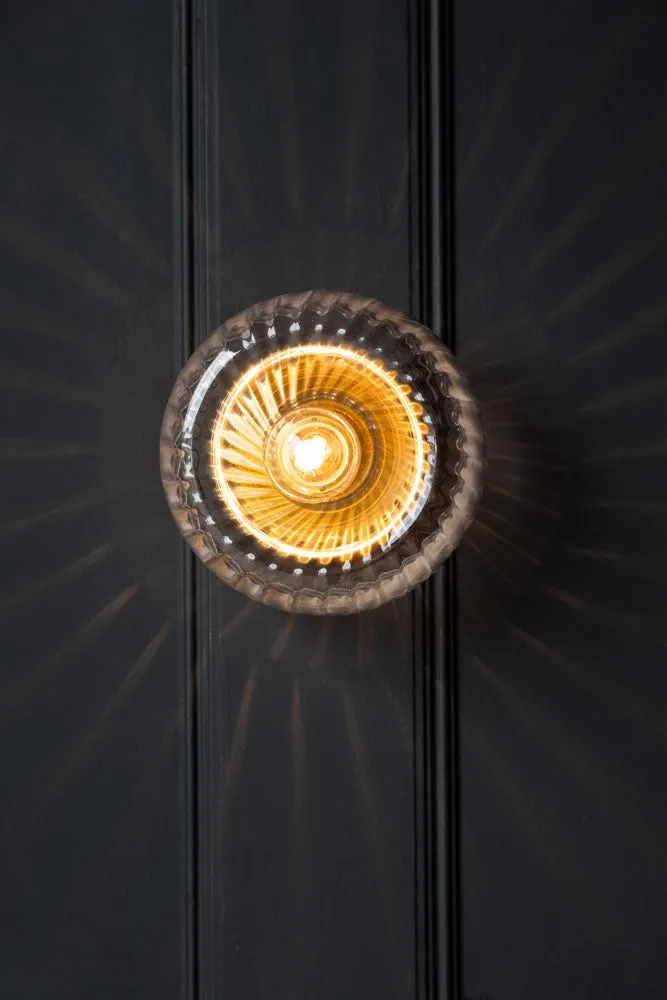 Ribbed Glass & Brass Wall Light