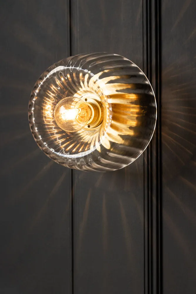 Ribbed Glass & Brass Wall Light