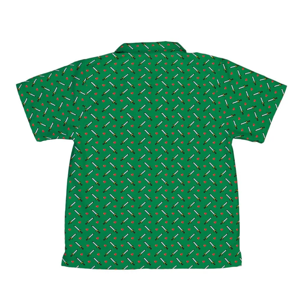 Sword and Hearts Video Game Green Youth Hawaiian Shirt