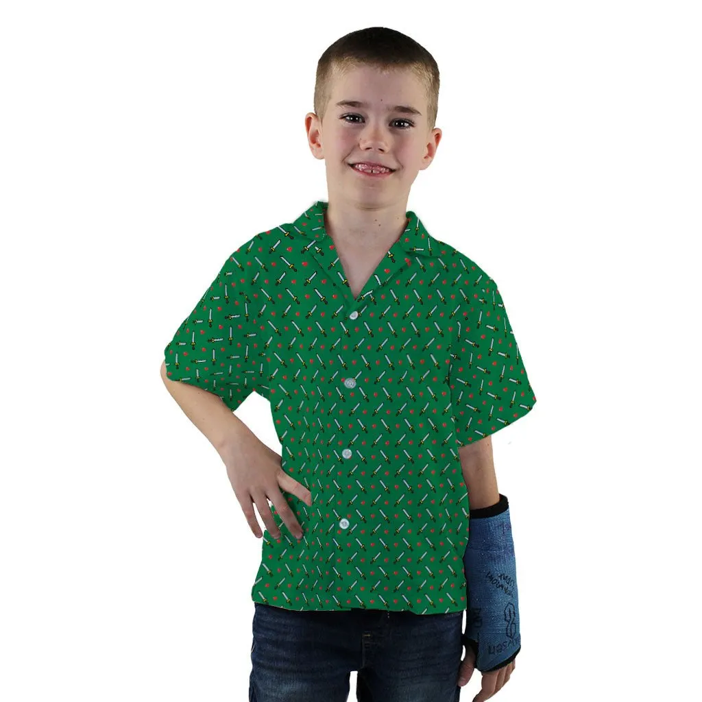 Sword and Hearts Video Game Green Youth Hawaiian Shirt