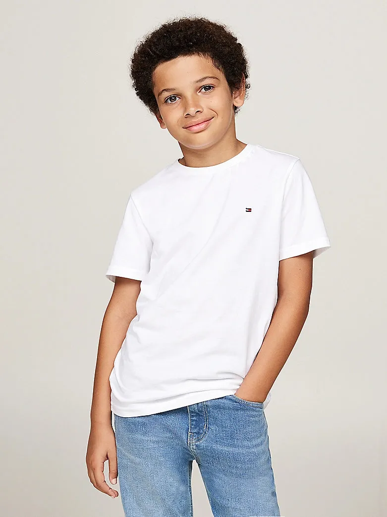 Tommy Hilfiger Boys 2 Pack Embroidery T-Shirt -White/Light Grey Heather