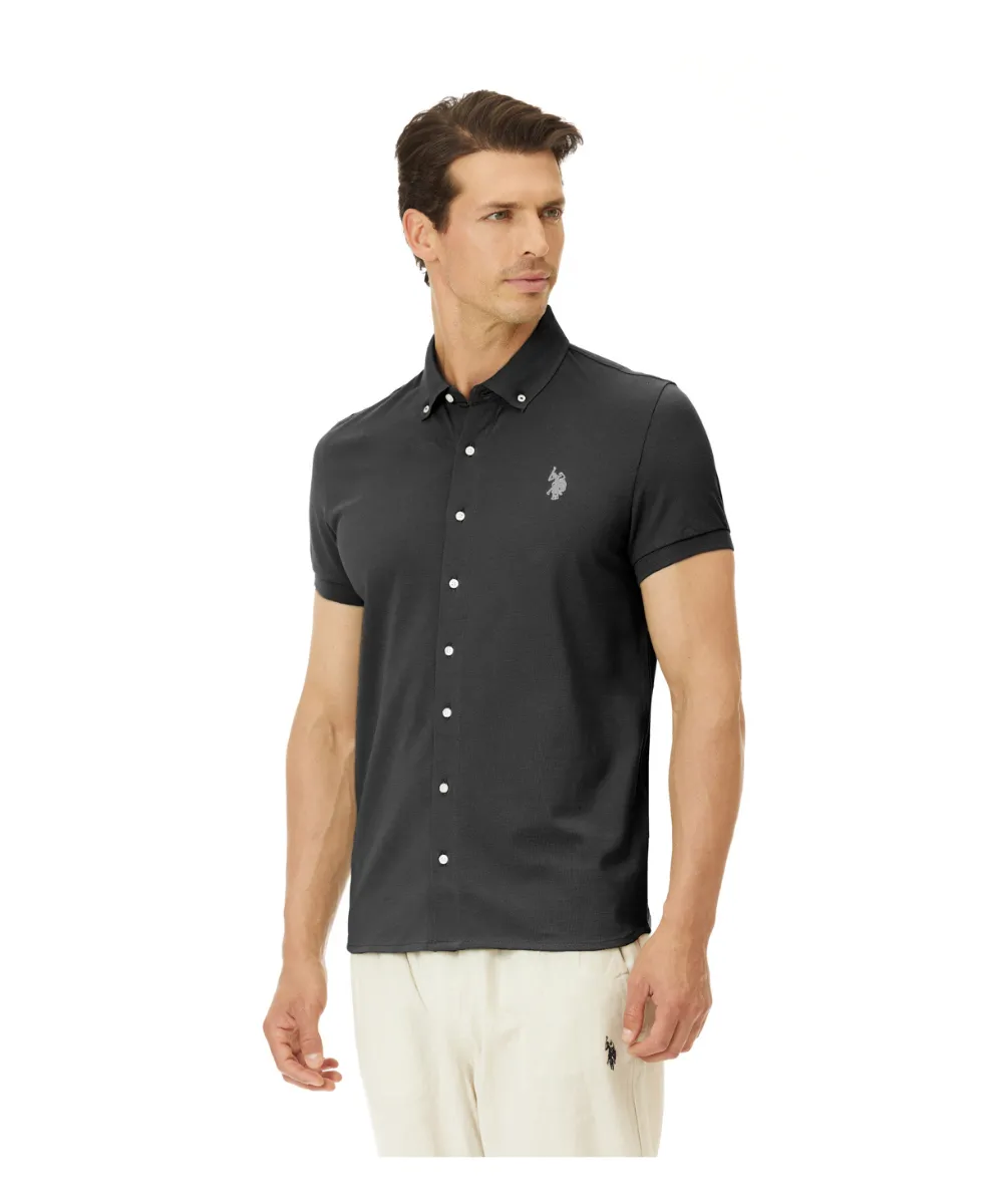 US POLO MEN COTTON PIQUE POLO SHIRT WITH BUTTONS