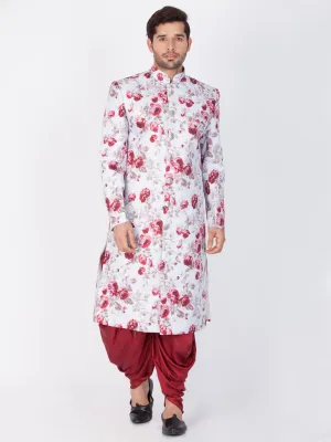 VASTRAMAY Men's Multicolor Cotton Blend Sherwani Set