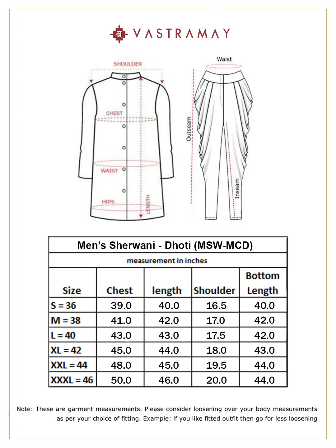 VASTRAMAY Men's Multicolor Cotton Blend Sherwani Set