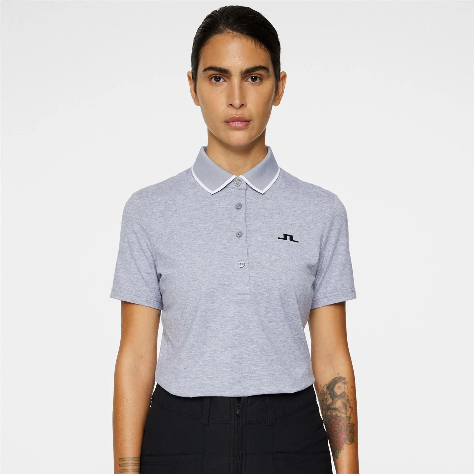 Womens Lille Soft Touch Polo Medium Grey Melange - AW24