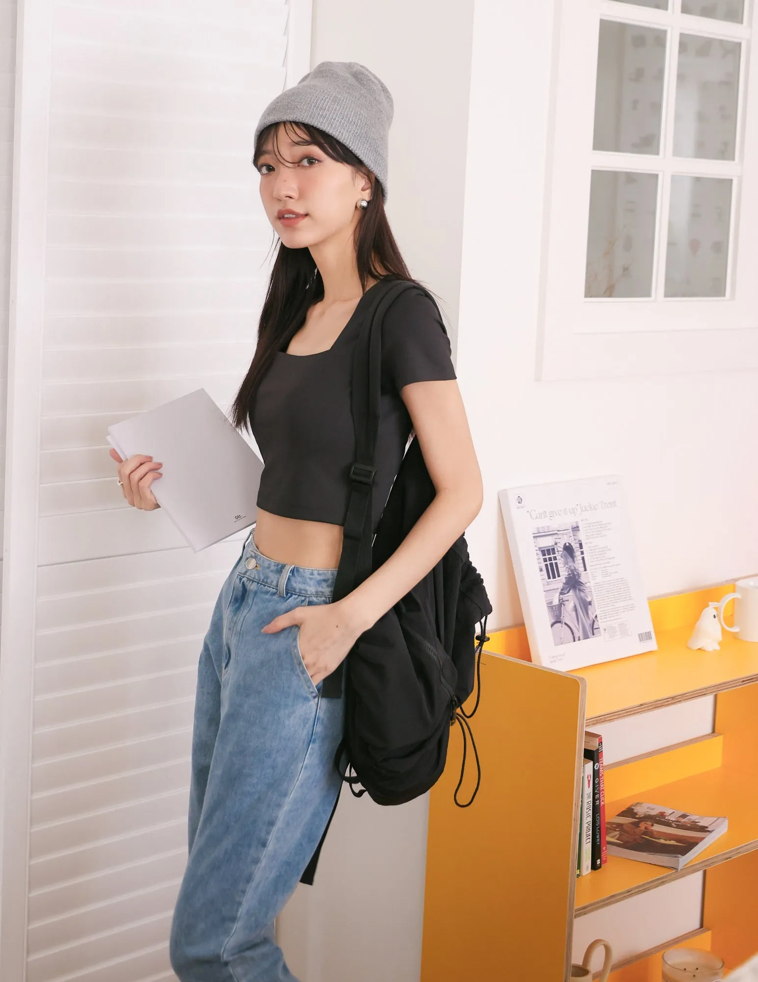 Zoe Padded Top in Black